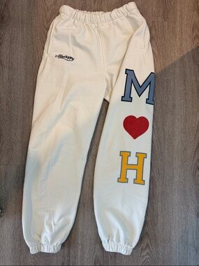 Madhappy Cream Sweatpants with M, Heart & H Graphics